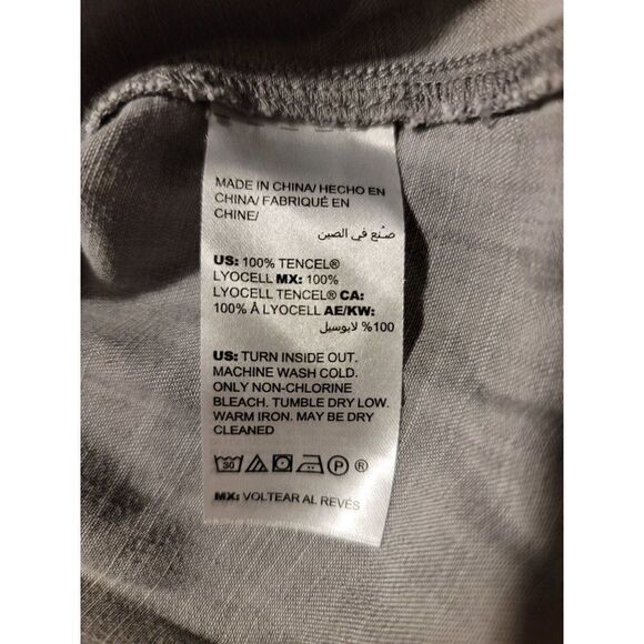 Chico's Gray Stone Wash Shirt Long Tab Sleeve Collared Button Down Tencel Sz 3 - Picture 8 of 9